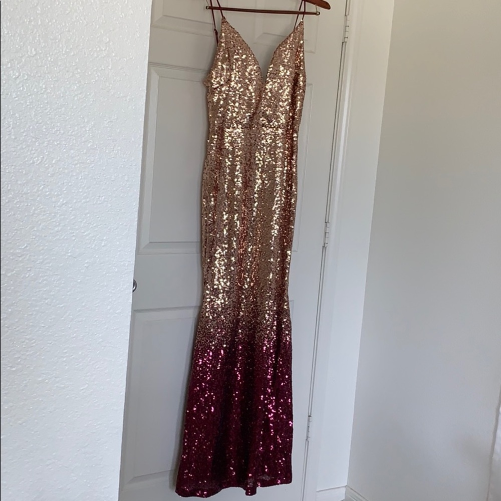 Gold/purple 1X Ombré maxi gown